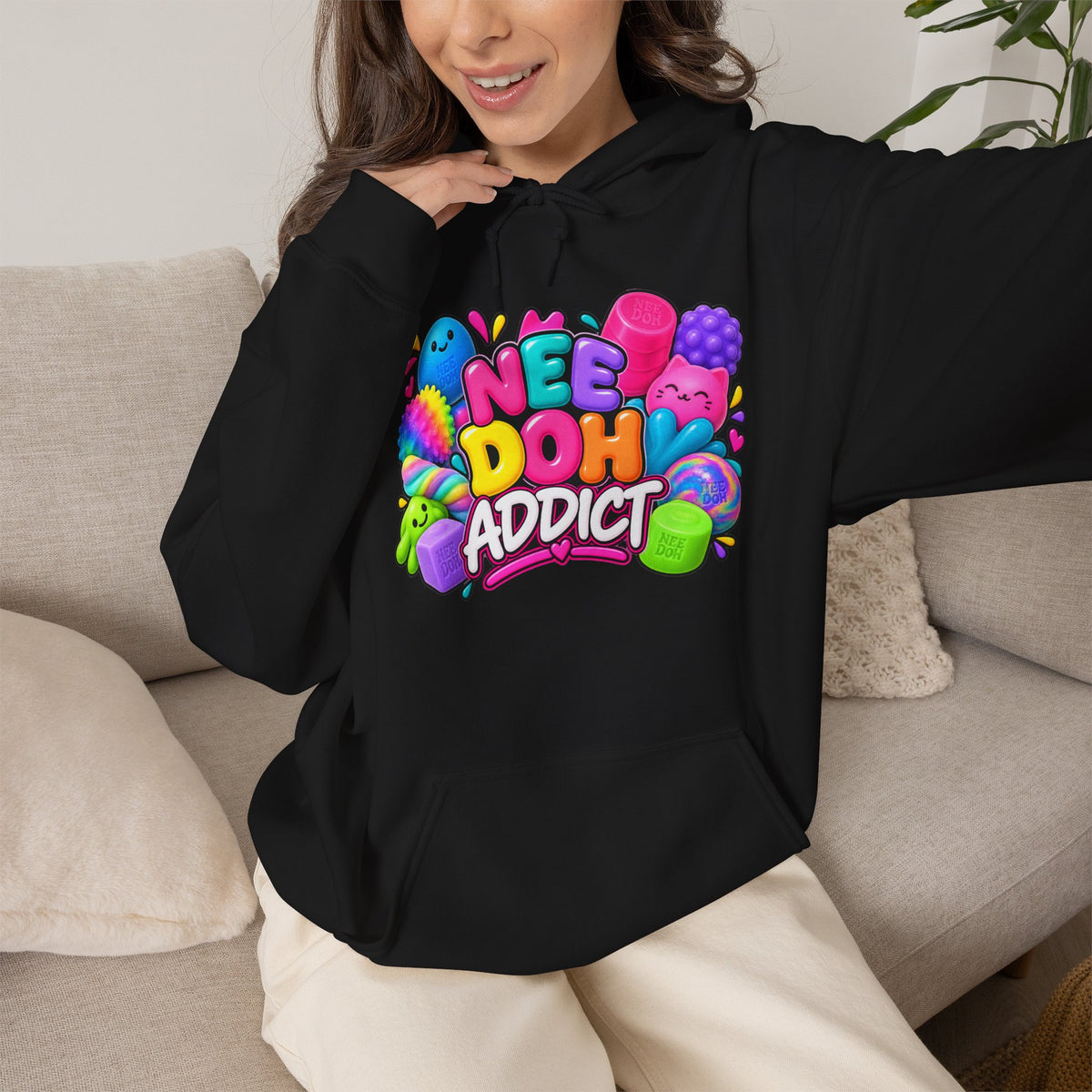 Needoh Addict Hoodie — Colorful Kawaii Squishy Toy Lover Pullover