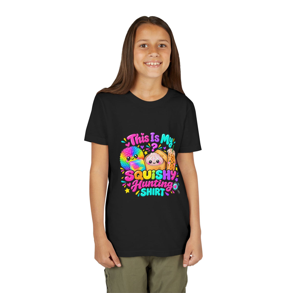 Youth Tee — "This Is My Squishy Hunting Shirt" Cute Kawaii Squish Graphic🕵🏻‍♀️