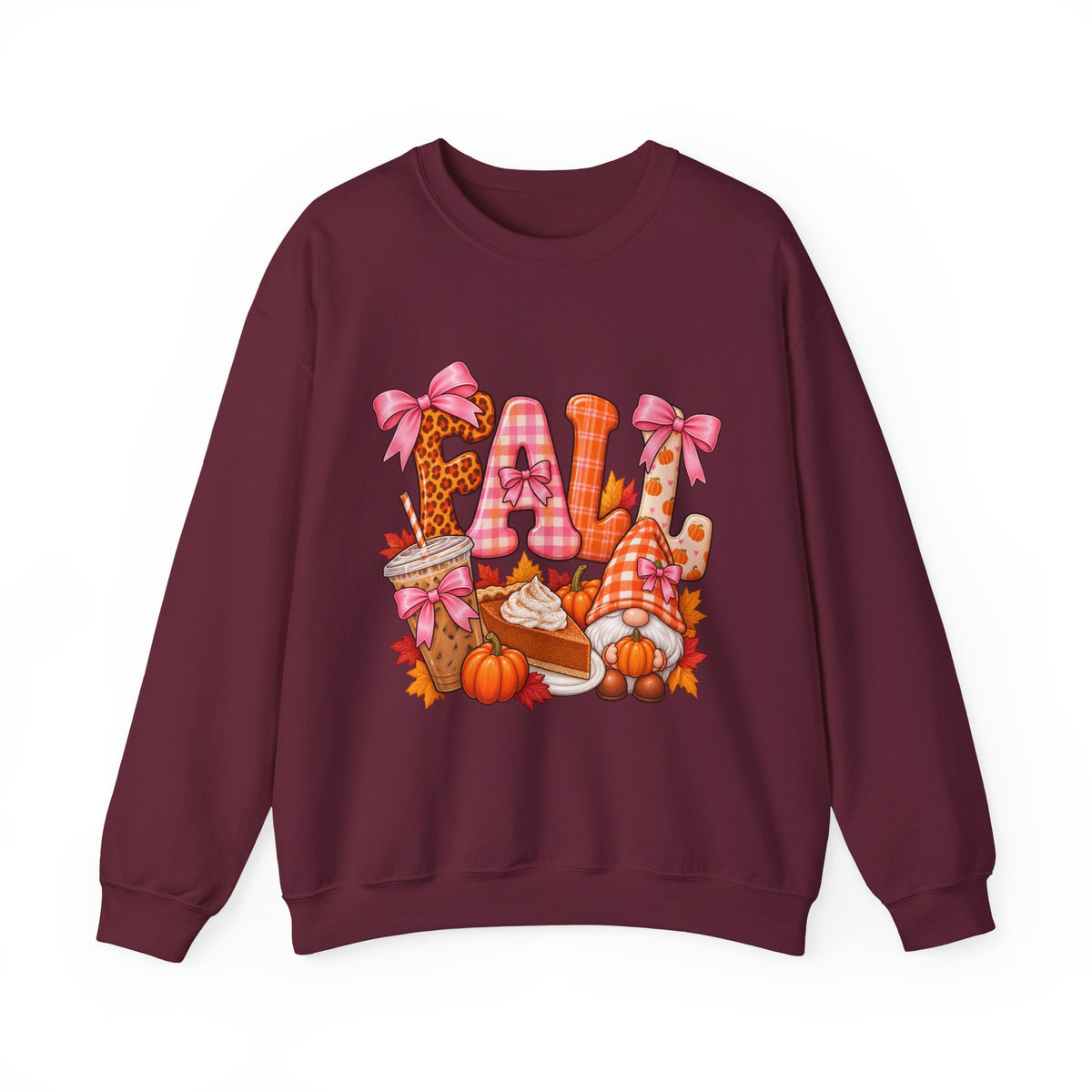 Fall Gnome Crewneck Sweatshirt — Cute Pumpkin & Plaid Autumn Design