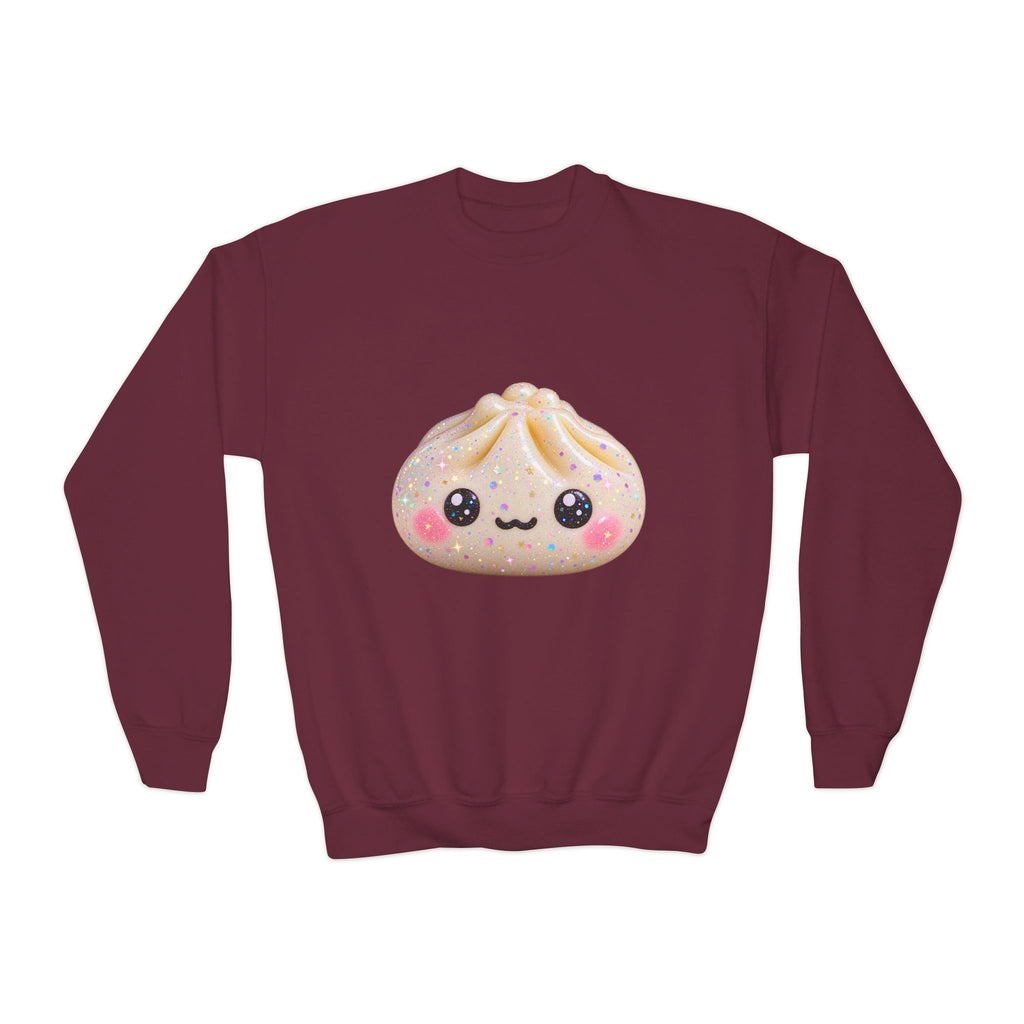 Kawaii Dumpling Youth Sweatshirt — Cute Smiling Bao Crewneck for Kids