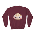 Kawaii Dumpling Youth Sweatshirt — Cute Smiling Bao Crewneck for Kids
