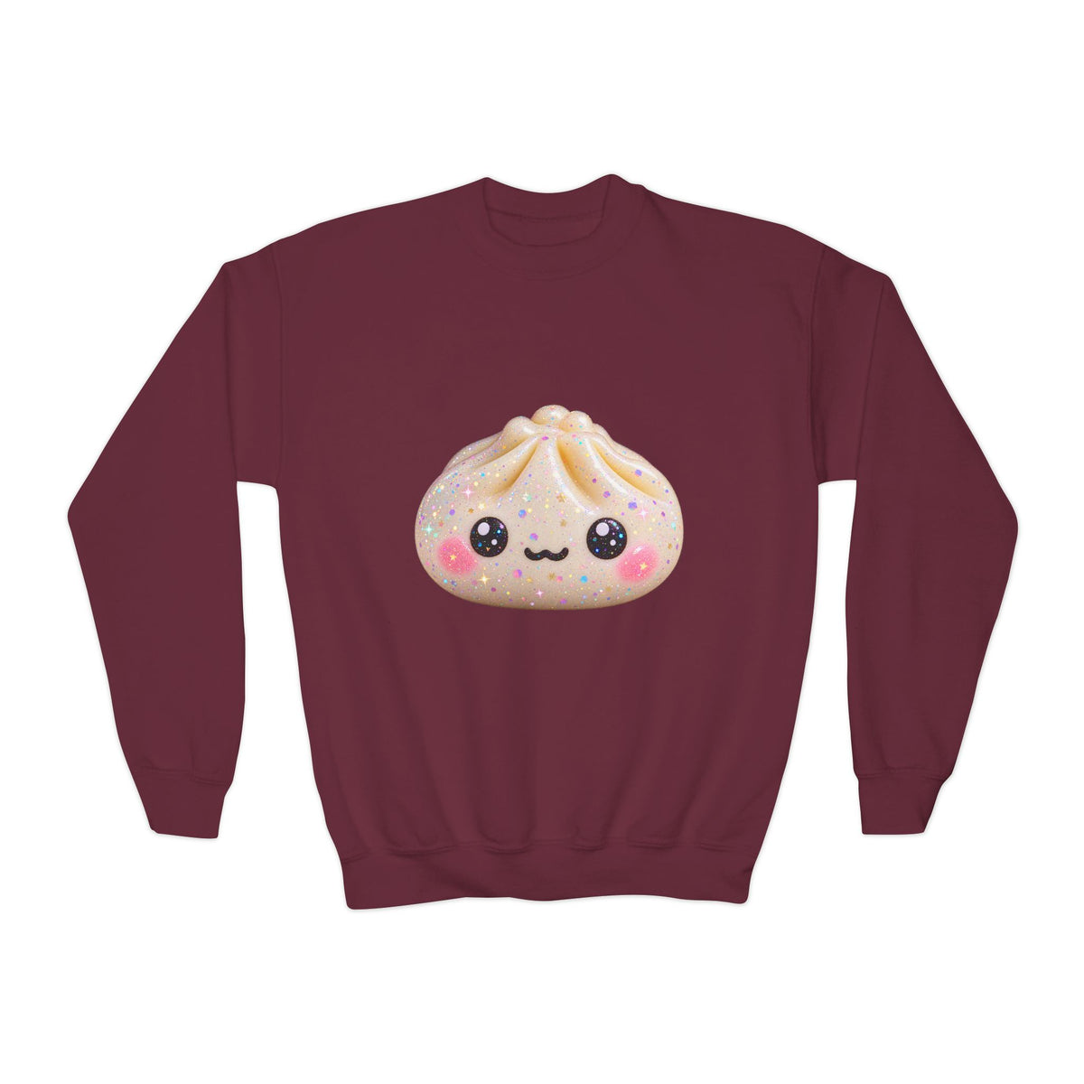 Kawaii Dumpling Youth Sweatshirt — Cute Smiling Bao Crewneck for Kids