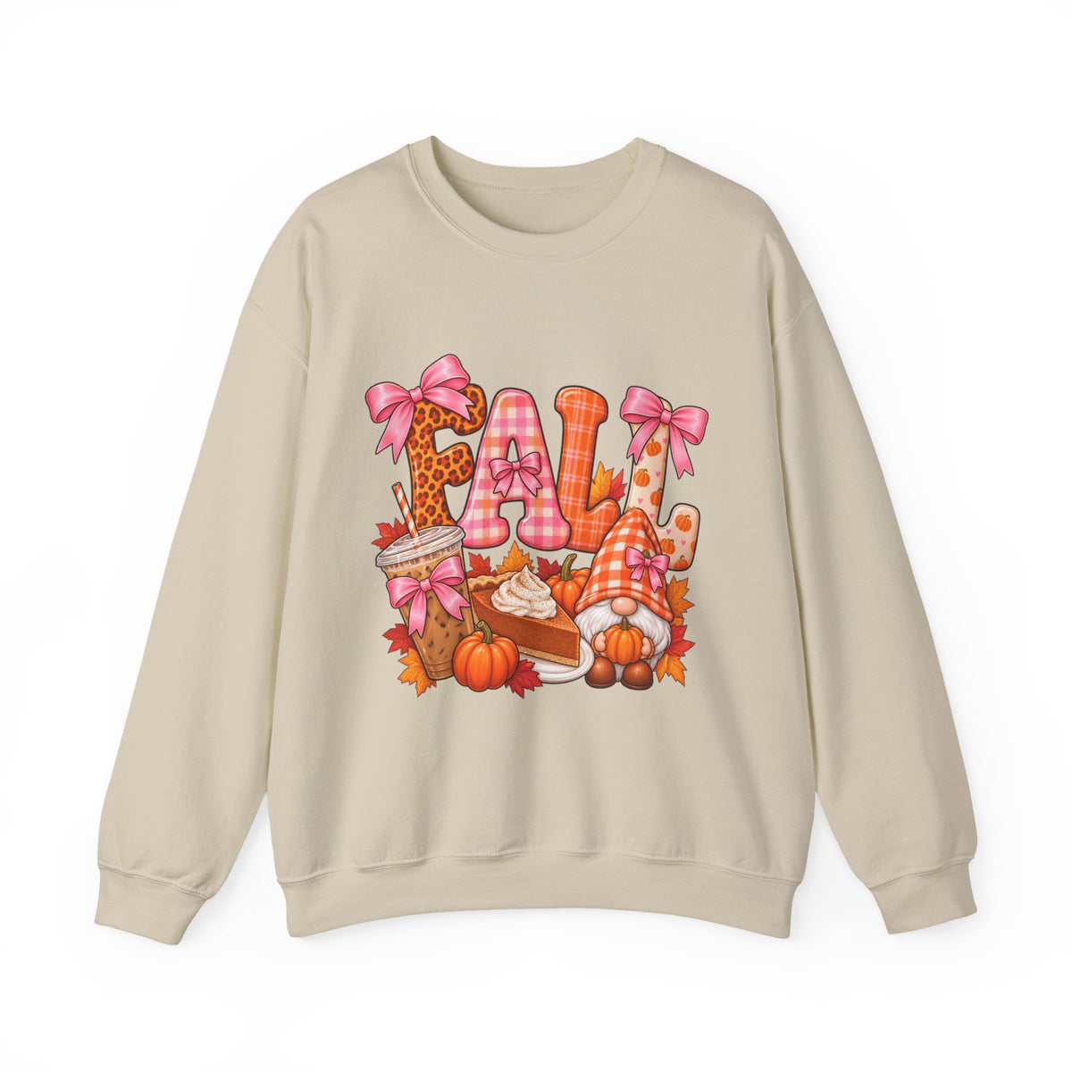 Fall Gnome Crewneck Sweatshirt — Cute Pumpkin & Plaid Autumn Design