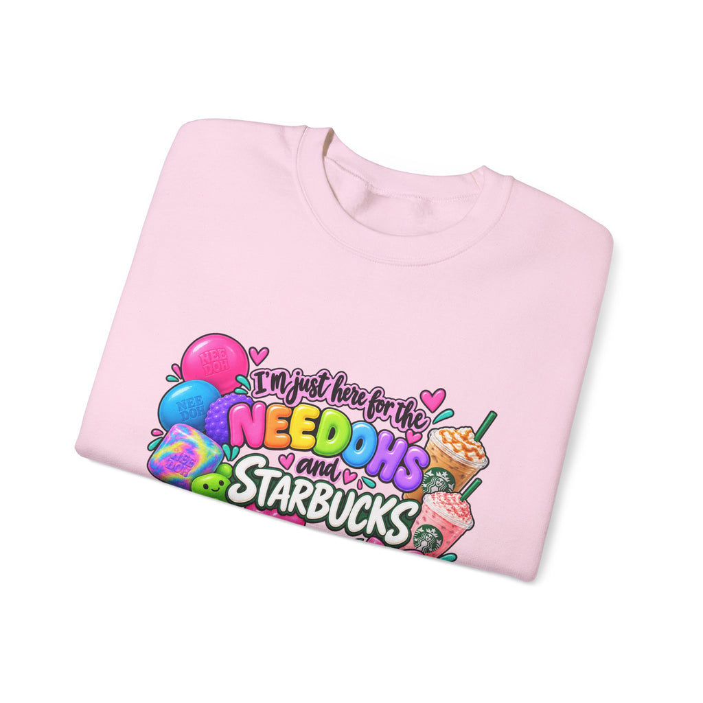 Crewneck Sweatshirts "I'm here for the Needohs and Starbucks' Colorful Graphic