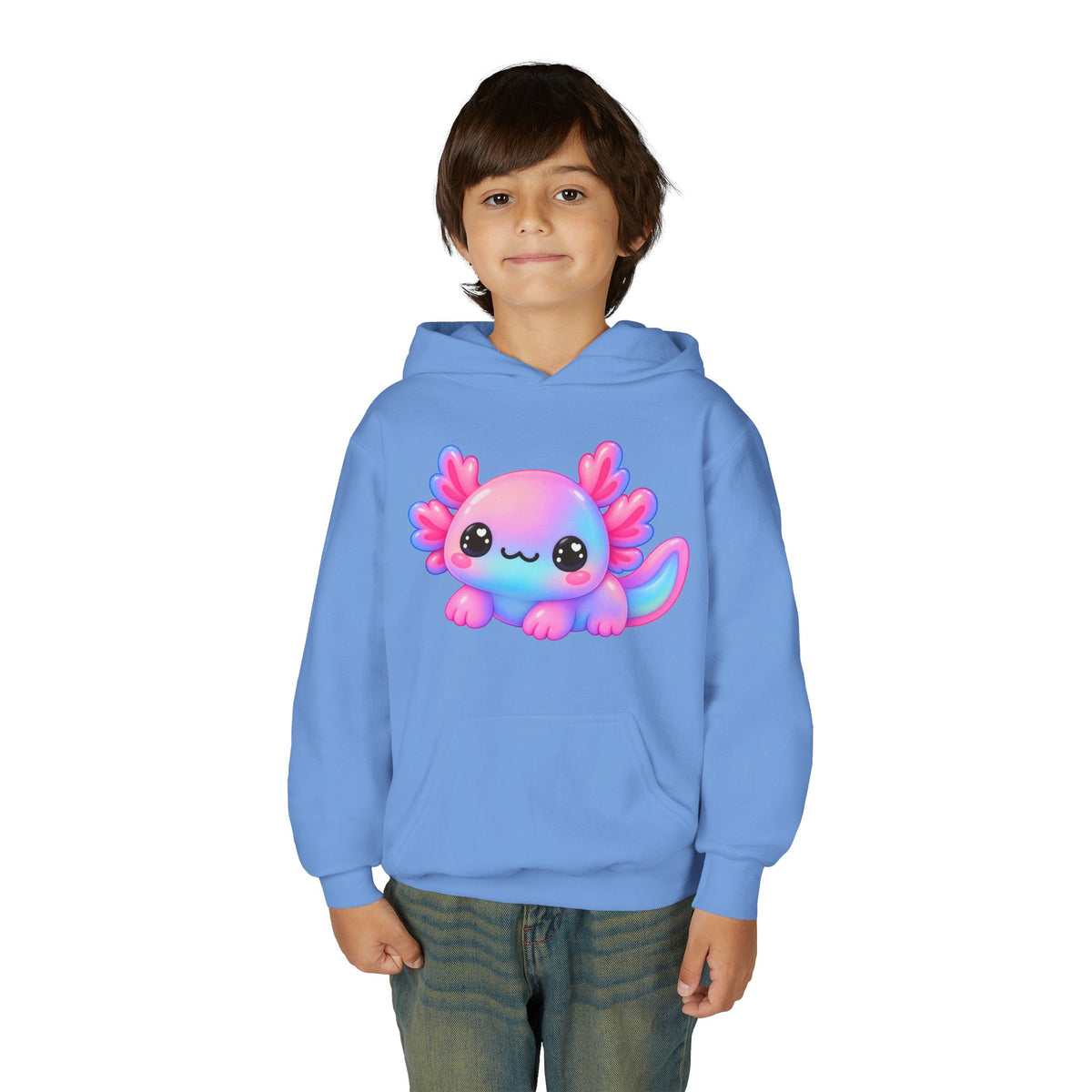 Kids Axolotl Hoodie – Cute Pastel Kawaii Axolotl Youth Sweatshirt
