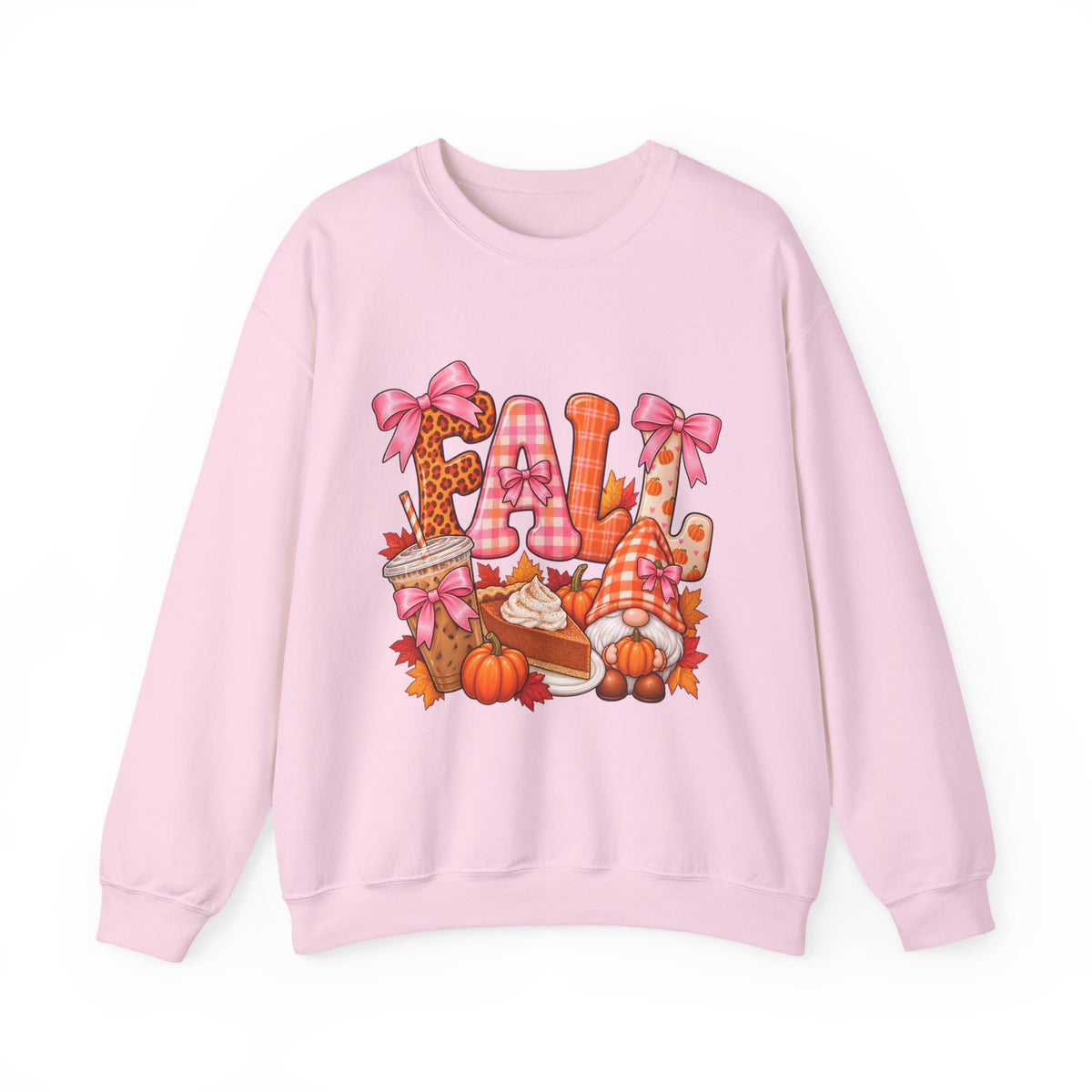 Fall Gnome Crewneck Sweatshirt — Cute Pumpkin & Plaid Autumn Design