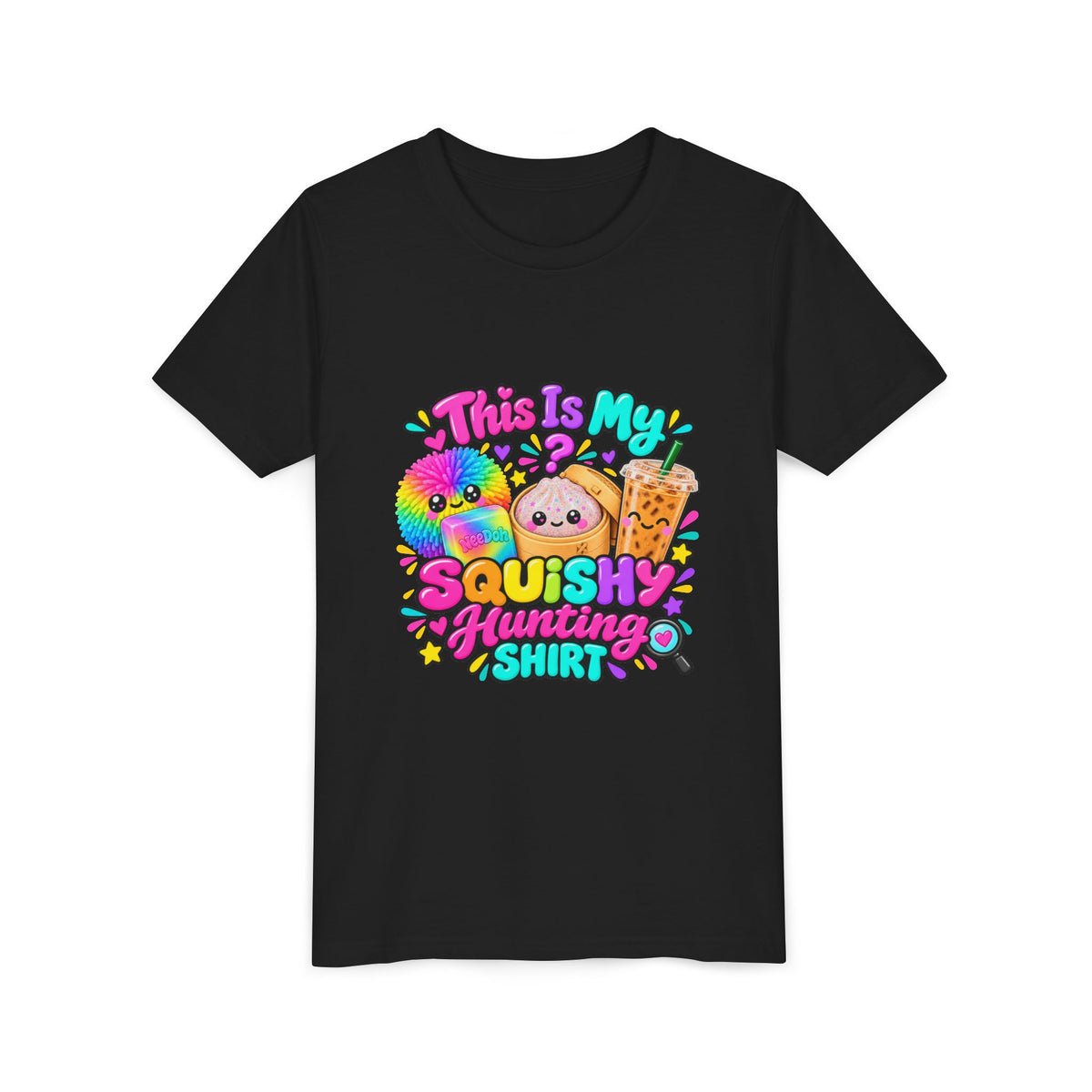 Youth Tee — "This Is My Squishy Hunting Shirt" Cute Kawaii Squish Graphic🕵🏻‍♀️
