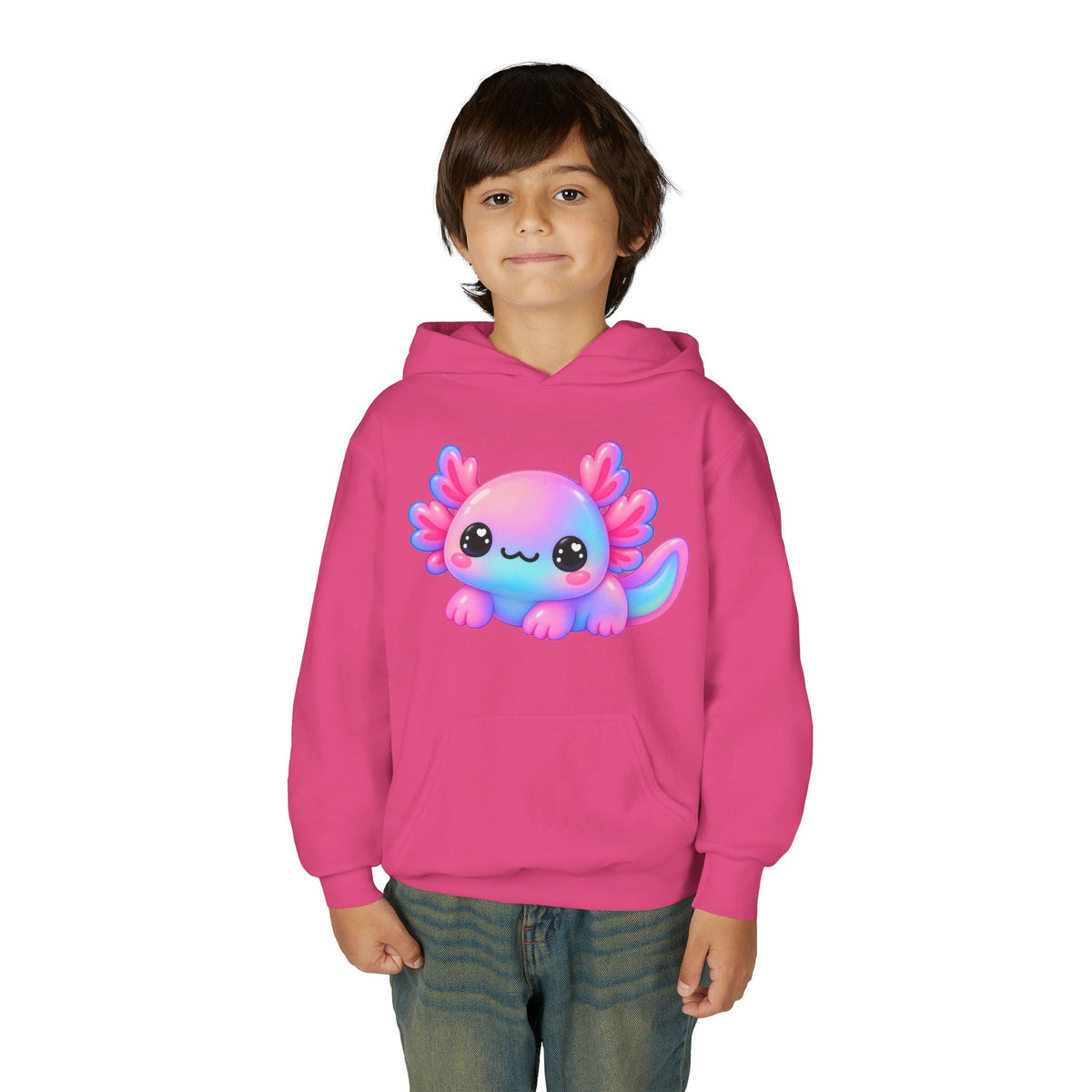 Kids Axolotl Hoodie – Cute Pastel Kawaii Axolotl Youth Sweatshirt