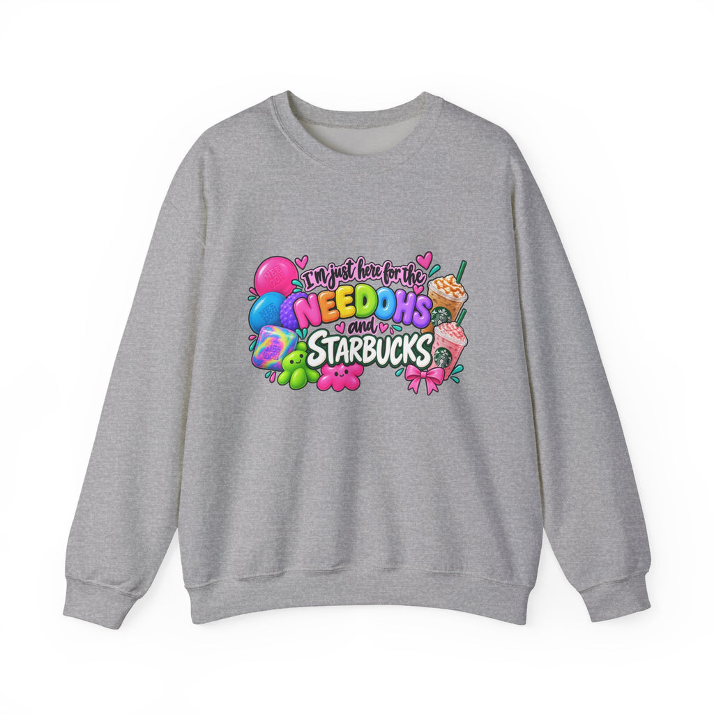 Crewneck Sweatshirts "I'm here for the Needohs and Starbucks' Colorful Graphic