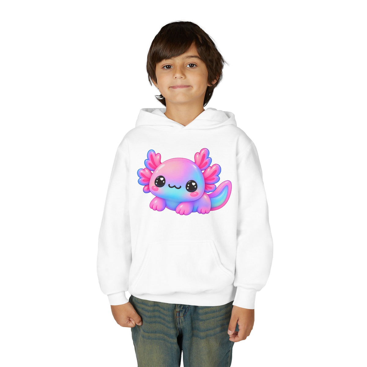 Kids Axolotl Hoodie – Cute Pastel Kawaii Axolotl Youth Sweatshirt