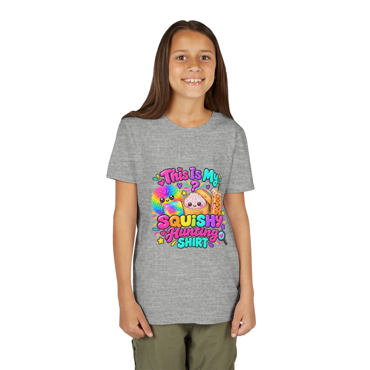 Youth Tee — "This Is My Squishy Hunting Shirt" Cute Kawaii Squish Graphic🕵🏻‍♀️