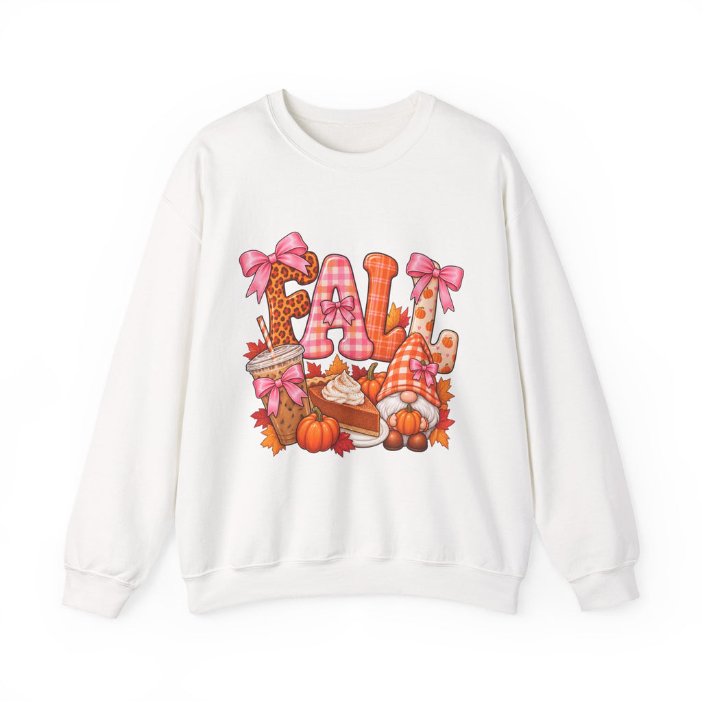 Fall Gnome Crewneck Sweatshirt — Cute Pumpkin & Plaid Autumn Design