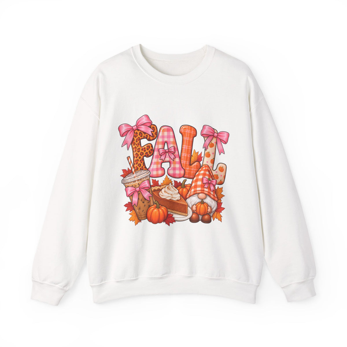 Fall Gnome Crewneck Sweatshirt — Cute Pumpkin & Plaid Autumn Design