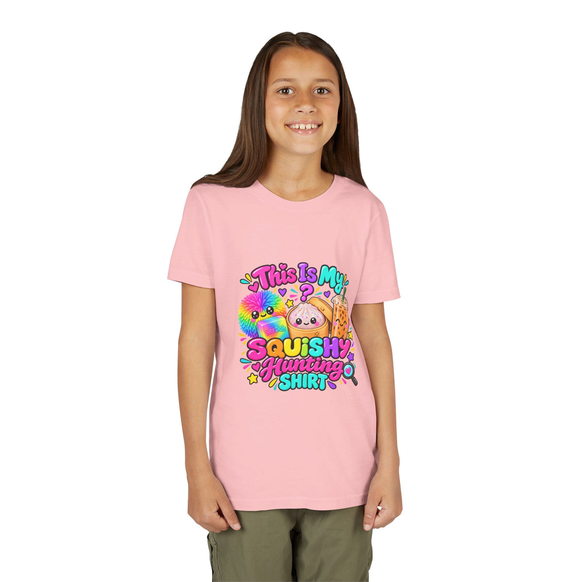 Youth Tee — "This Is My Squishy Hunting Shirt" Cute Kawaii Squish Graphic🕵🏻‍♀️