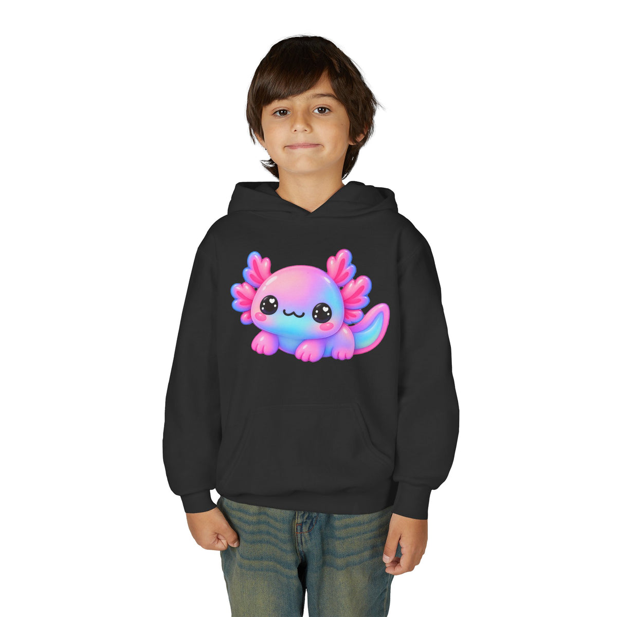 Kids Axolotl Hoodie – Cute Pastel Kawaii Axolotl Youth Sweatshirt
