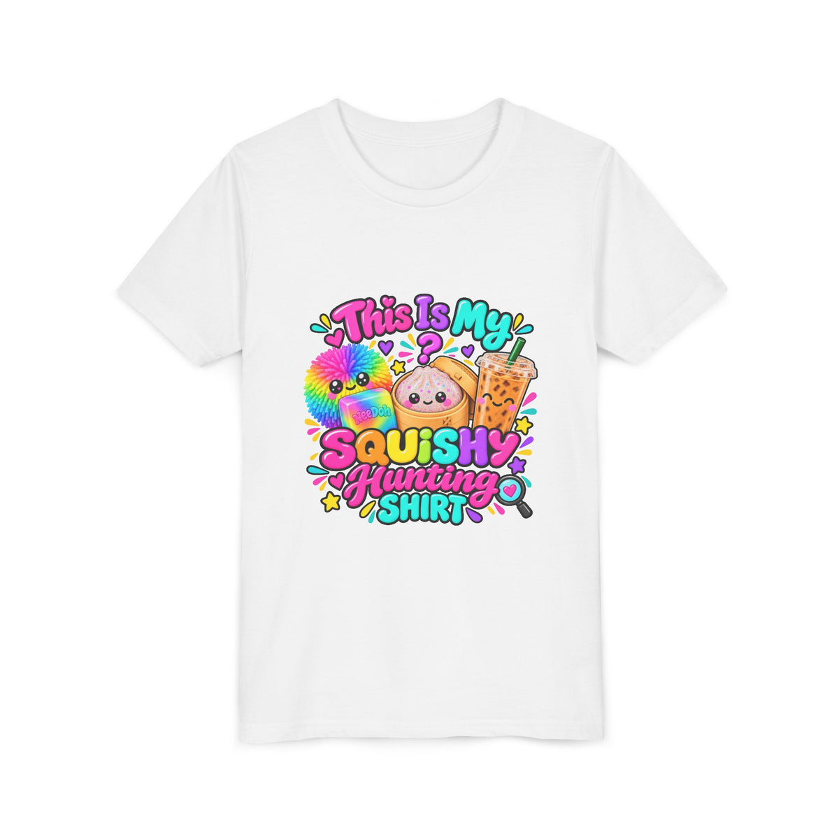 Youth Tee — "This Is My Squishy Hunting Shirt" Cute Kawaii Squish Graphic🕵🏻‍♀️