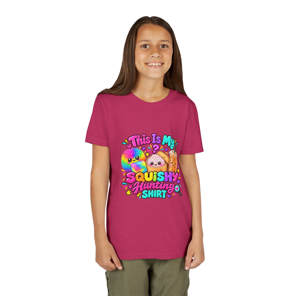 Youth Tee — "This Is My Squishy Hunting Shirt" Cute Kawaii Squish Graphic🕵🏻‍♀️