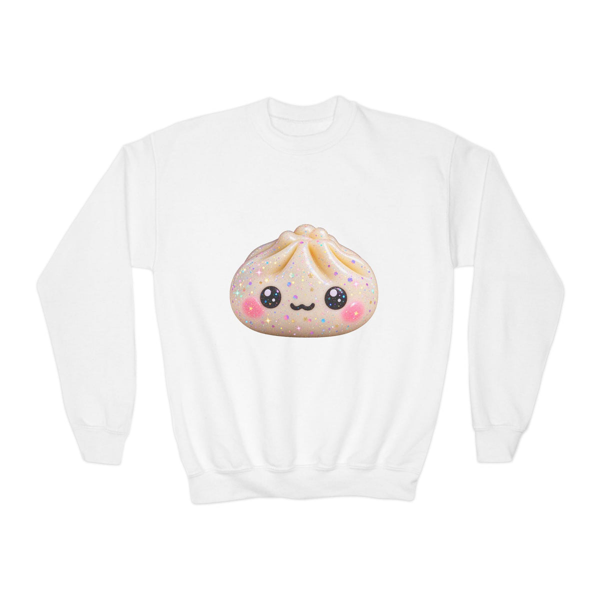 Kawaii Dumpling Youth Sweatshirt — Cute Smiling Bao Crewneck for Kids