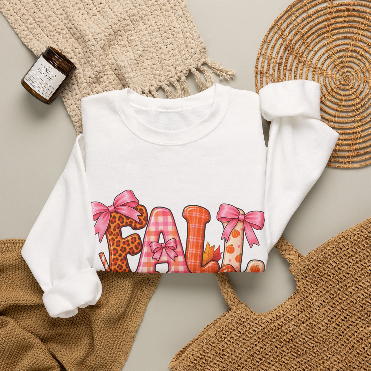 Fall Gnome Crewneck Sweatshirt — Cute Pumpkin & Plaid Autumn Design