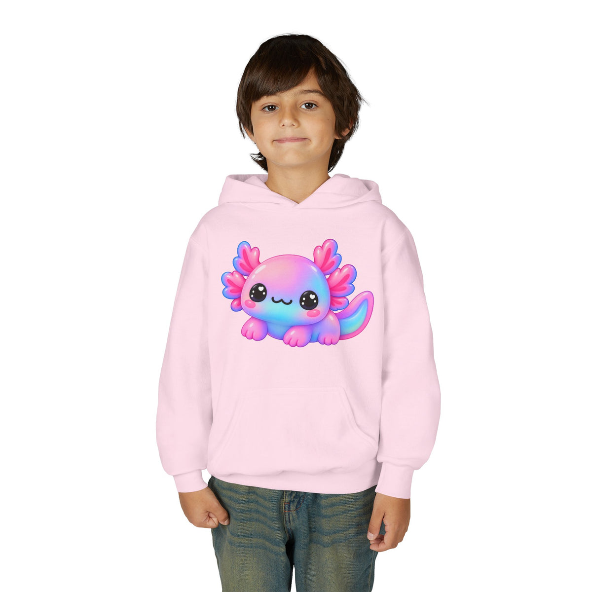 Kids Axolotl Hoodie – Cute Pastel Kawaii Axolotl Youth Sweatshirt