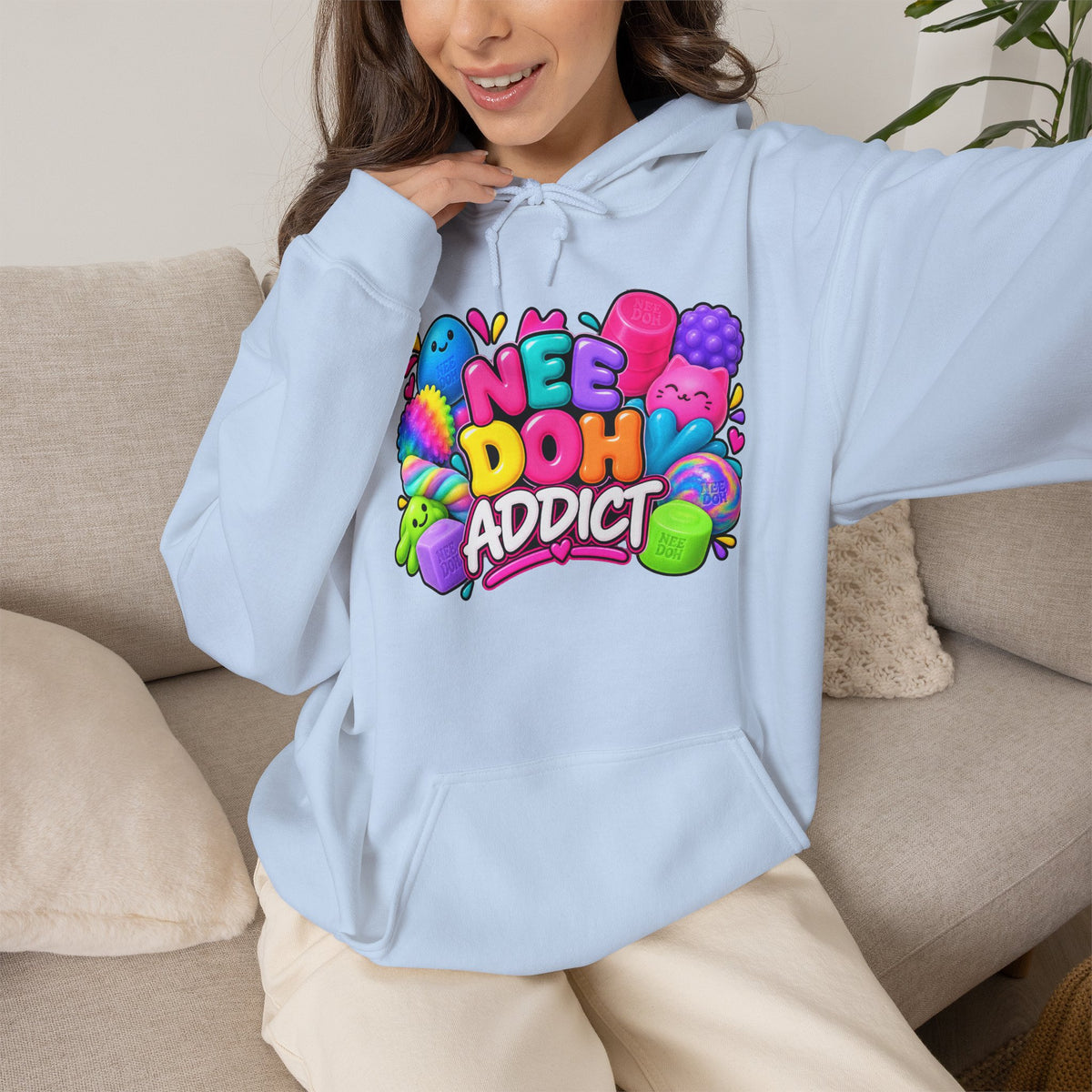 Needoh Addict Hoodie — Colorful Kawaii Squishy Toy Lover Pullover