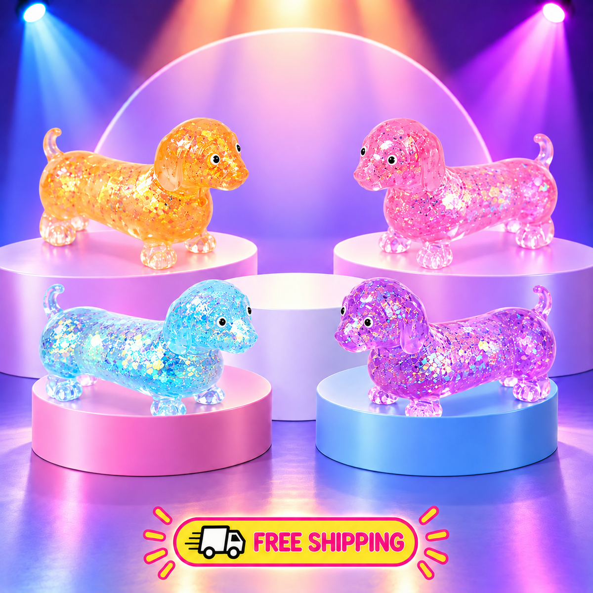 Glitter Dachshund Slow-Rebound Squishy