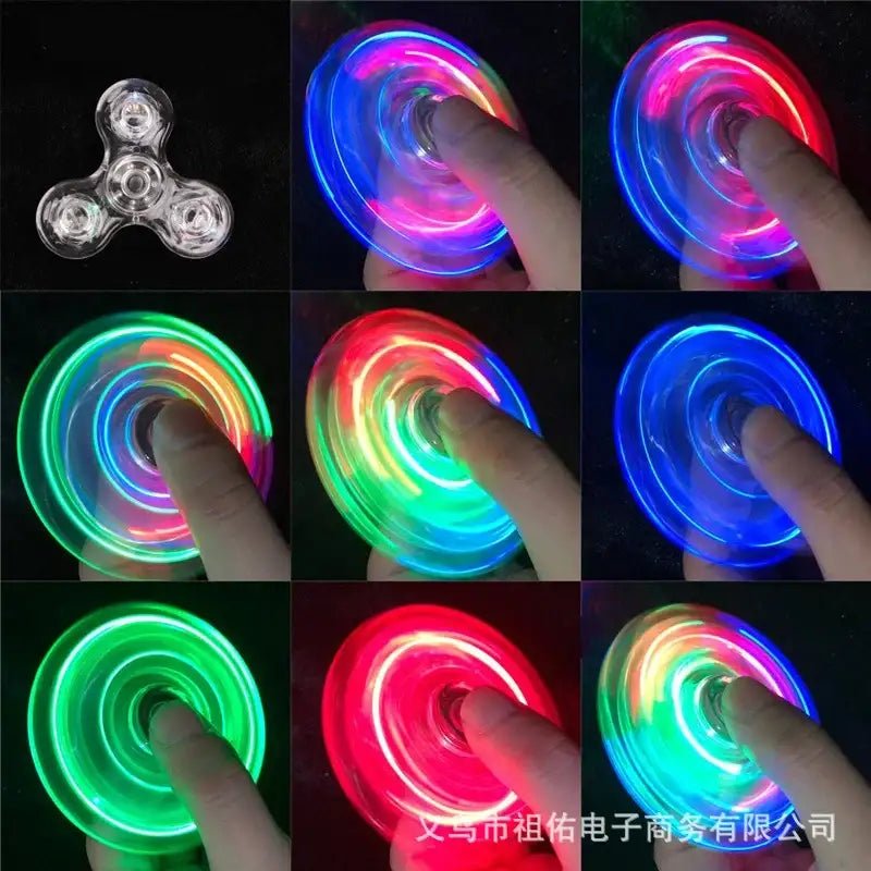 Crystal Luminous LED Light Fidget Spinner Hand Top Spinners Glow in Dark EDC Stress Relief Toys Kinetic Gyroscope for Children
