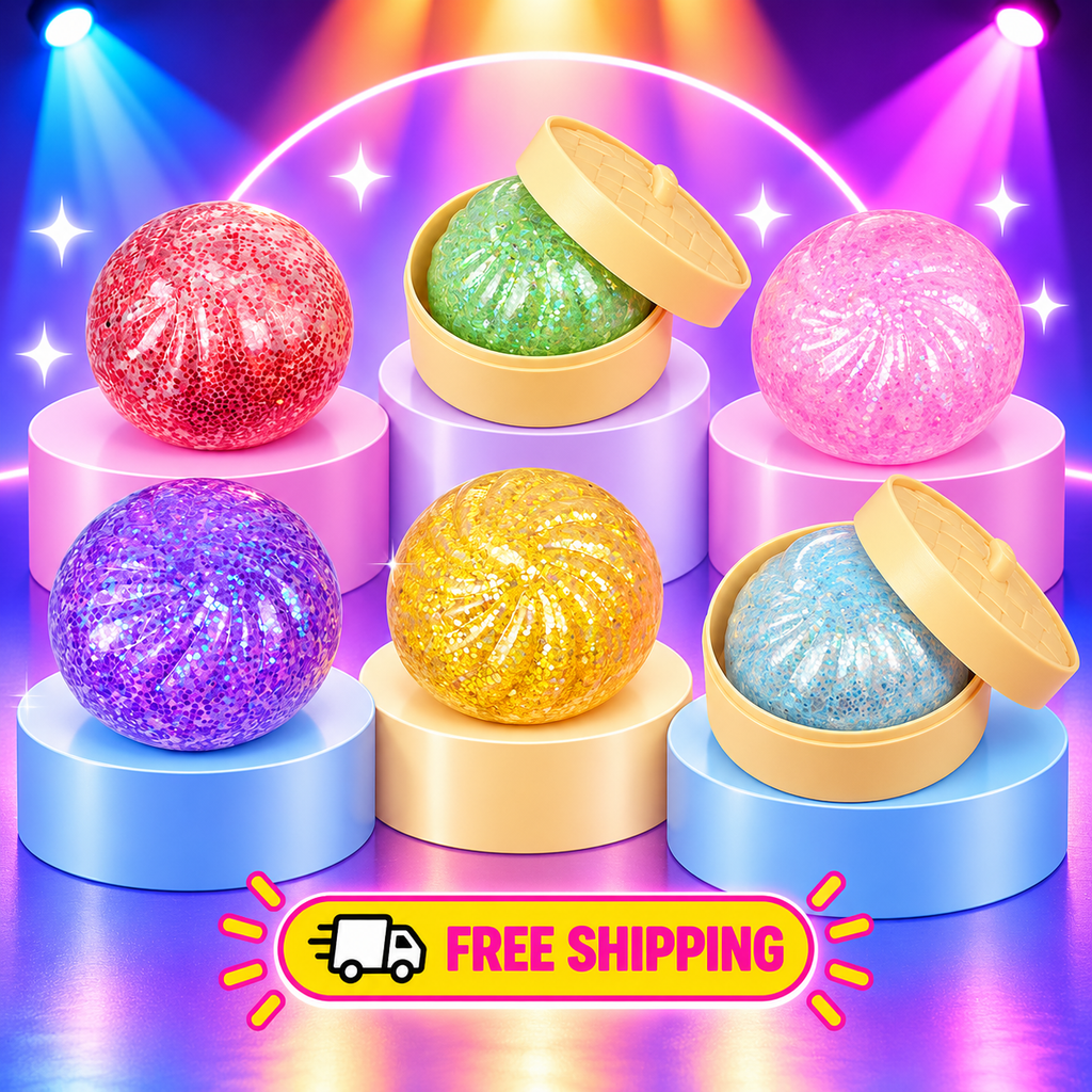 Mini Glitter Dumpling Squishy Fidget Toy, Random Color