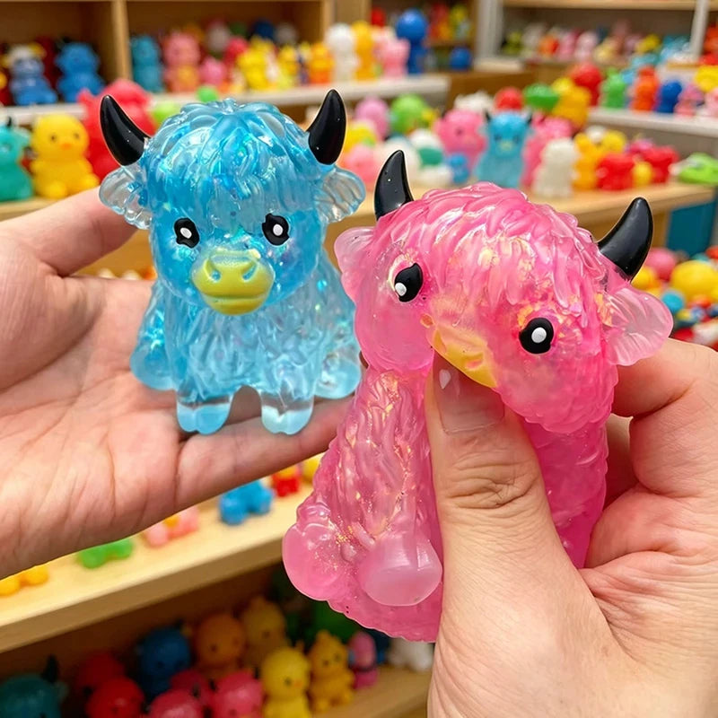 Glitter Highland Cow Squishy Squeeze Toy 🐄