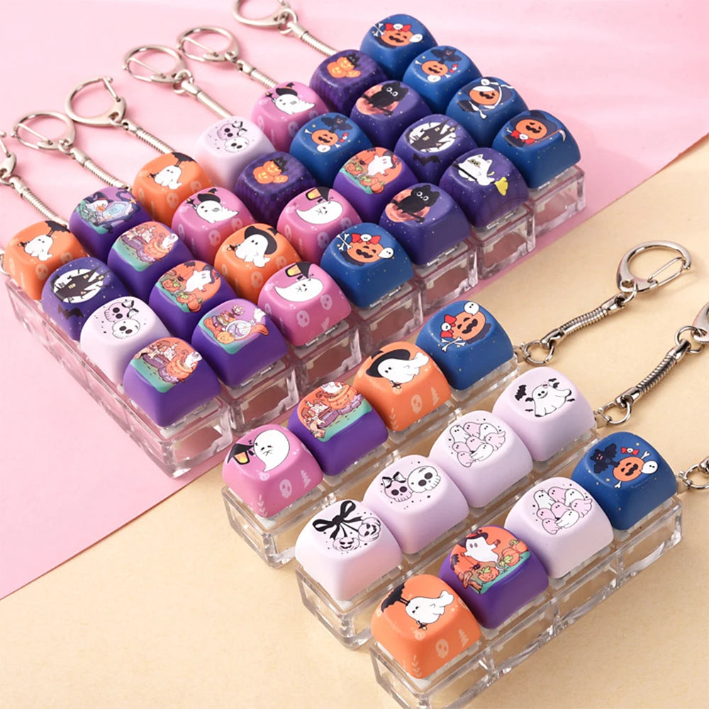 Halloween Ghost Fidget Keychain | Clickable Keycap Bag Charm | Spooky Stress Relief Gift 👻🔑
