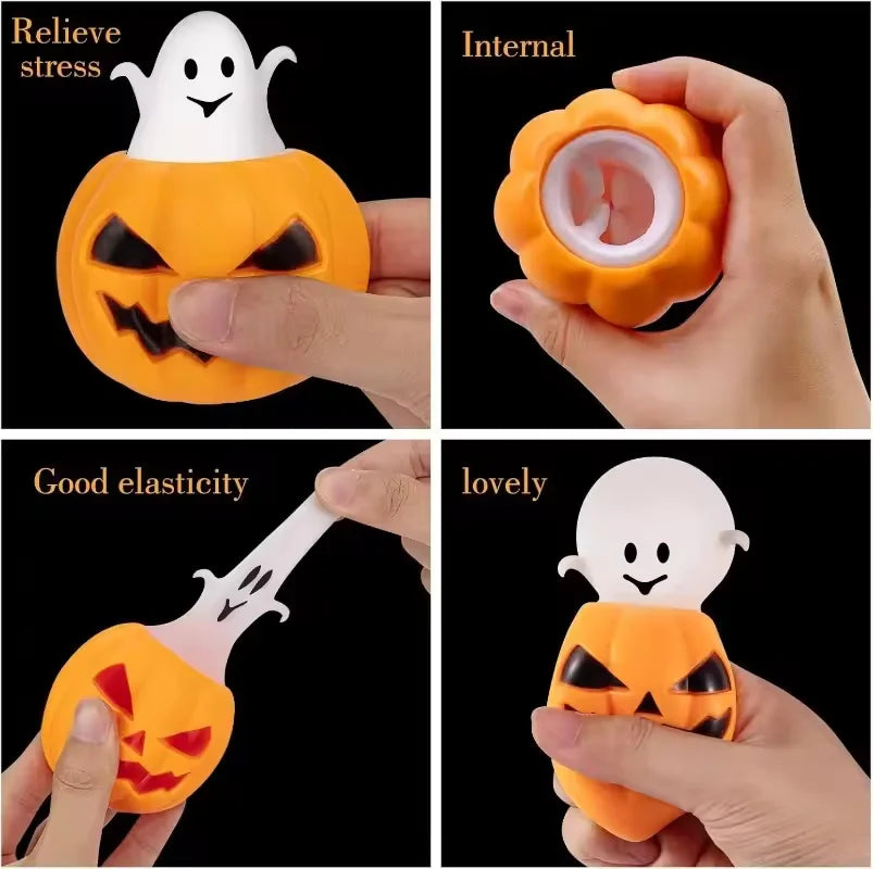 Halloween Ghost & Pumpkin Squishy Squeeze Toy — Stress Relief Fidget for Teens & Adults