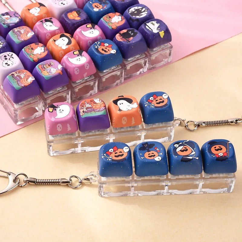 Halloween Ghost Fidget Keychain | Clickable Keycap Bag Charm | Spooky Stress Relief Gift 👻🔑