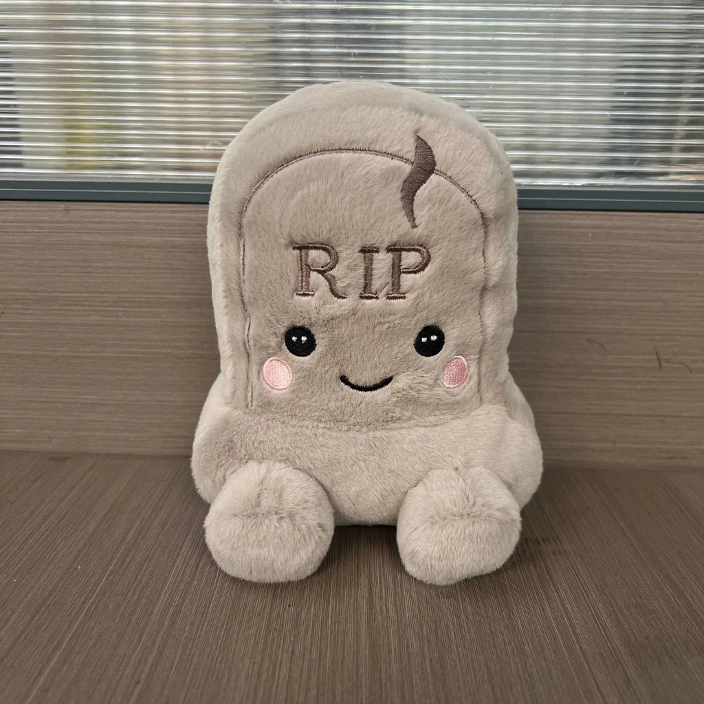 Halloween Tombstone Plushie | Kawaii Grave Stuffed Doll | Spooky Desk Decor & Gift 🧹🎃