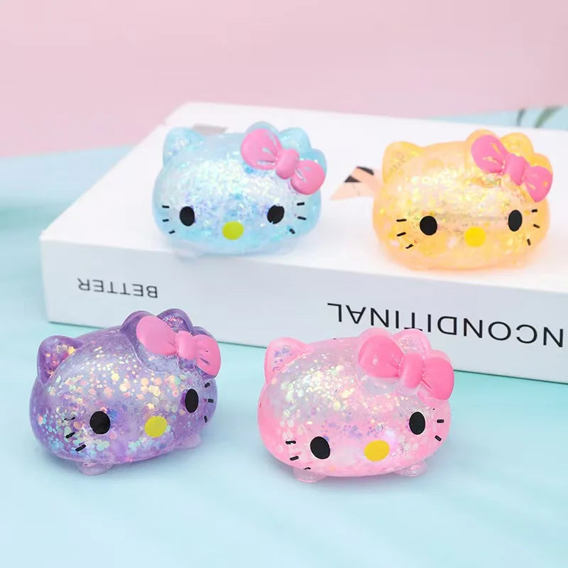 Hello Kitty Flash Glitter Squishy | Slow-Rise Fidget Stress Ball