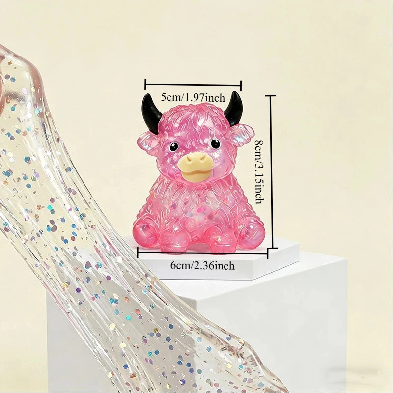 Glitter Highland Cow Squishy Squeeze Toy 🐄