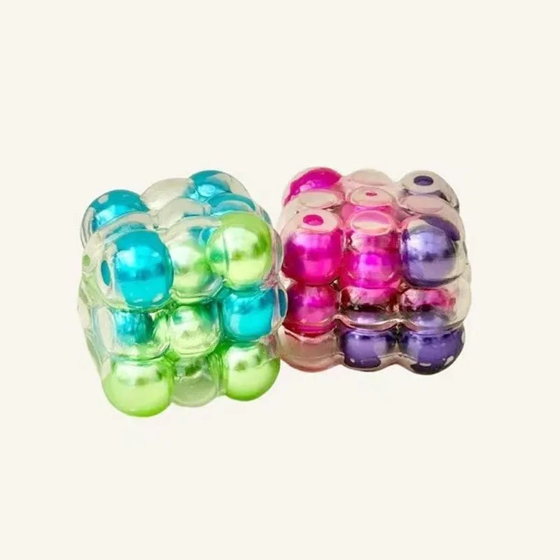 Squishy Bead Cube Fidget ✨ Soft Gummy ASMR Squeeze Toy