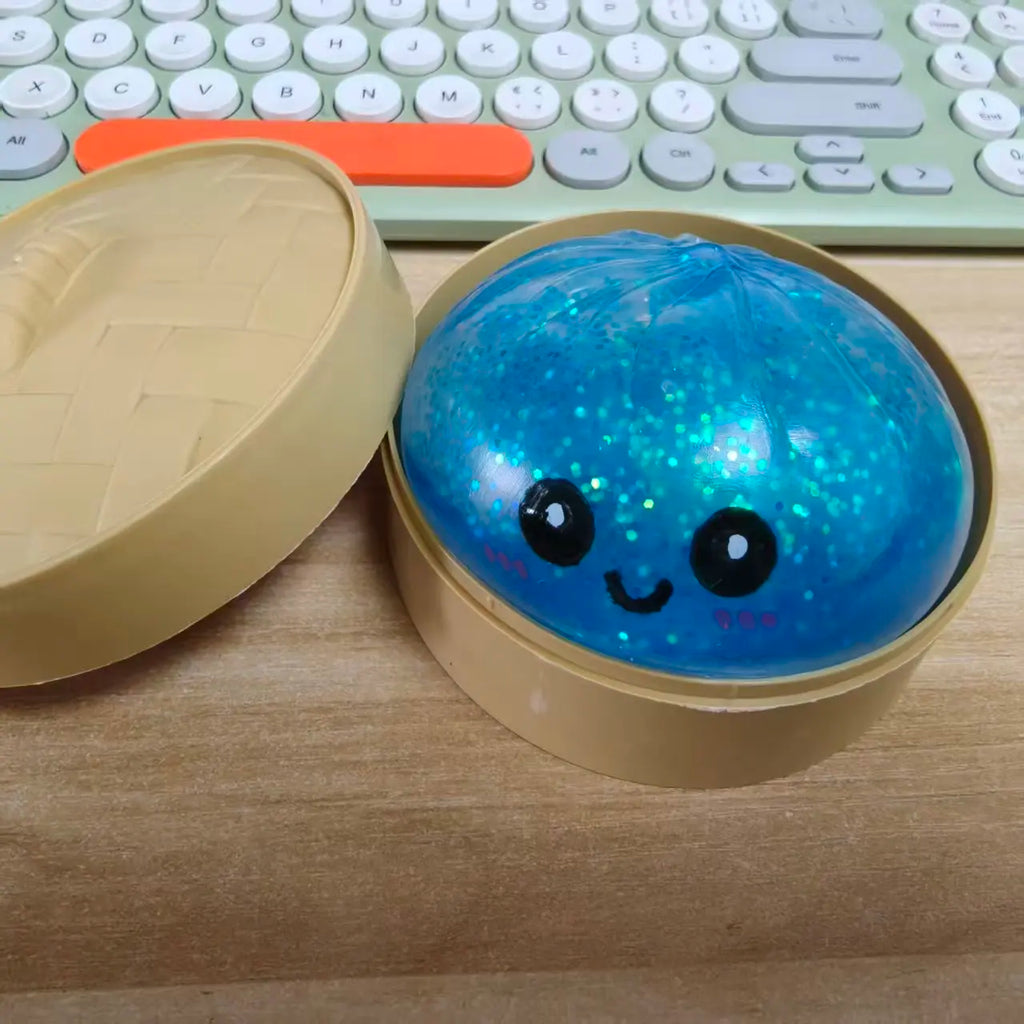 Glitter Dumpling Squishy with Gift Box – Sensory Squeeze Toy for Stress Relief