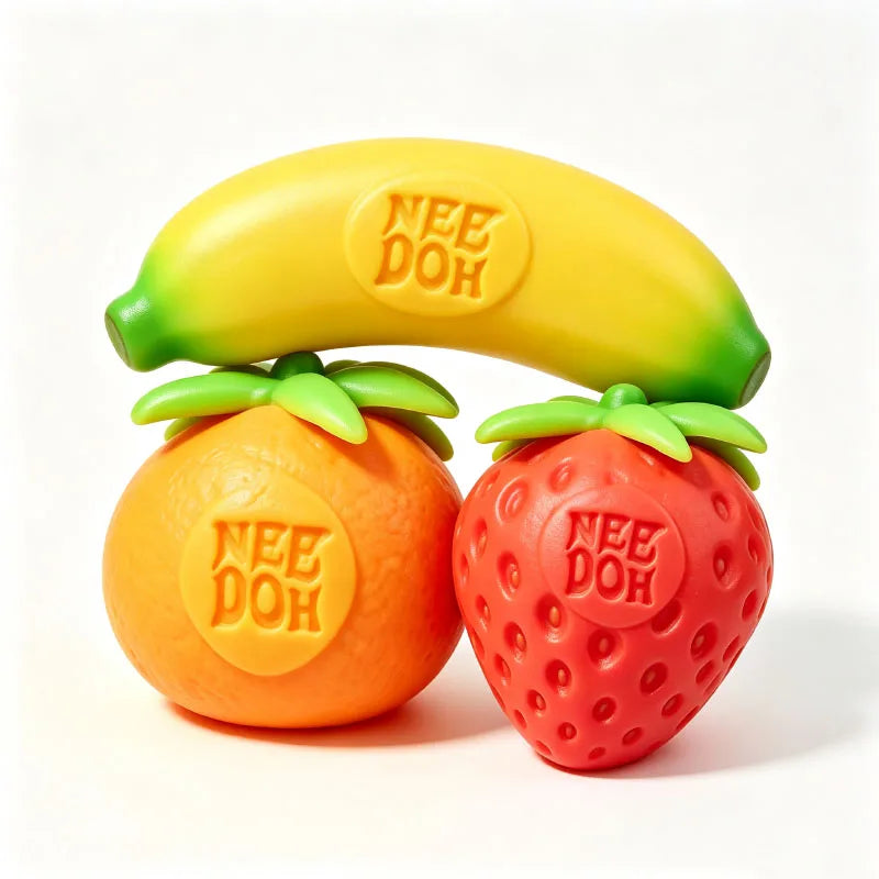 NeeDoh Groovy Fruit Squishy Toy | Banana, Orange & Strawberry