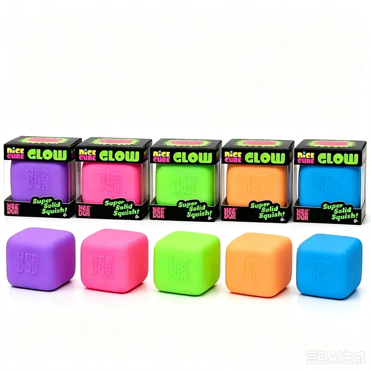 Needoh Nice Cube Squishy Stress Toy — Glow in the Dark