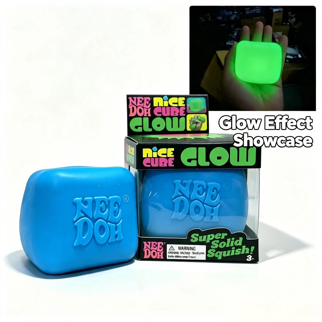 Needoh Nice Cube Squishy Stress Toy — Glow in the Dark