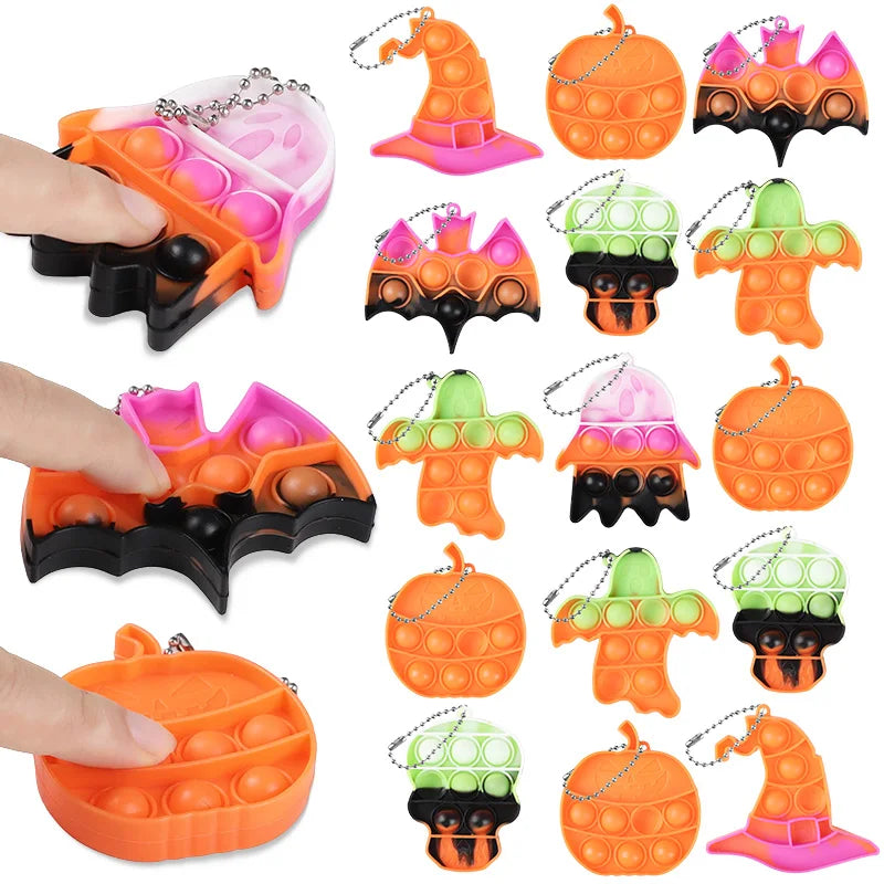 Halloween Pop Fidget Keychain Set – Ghost, Pumpkin & Skull (6 or 12 Pack)
