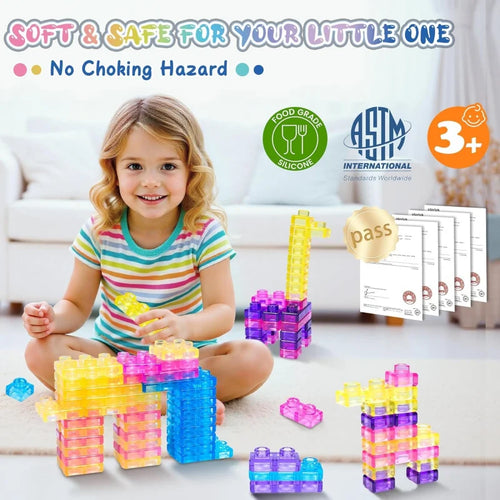 40-Piece Squishy Jelly Building Blocks Sensory Toy Set
