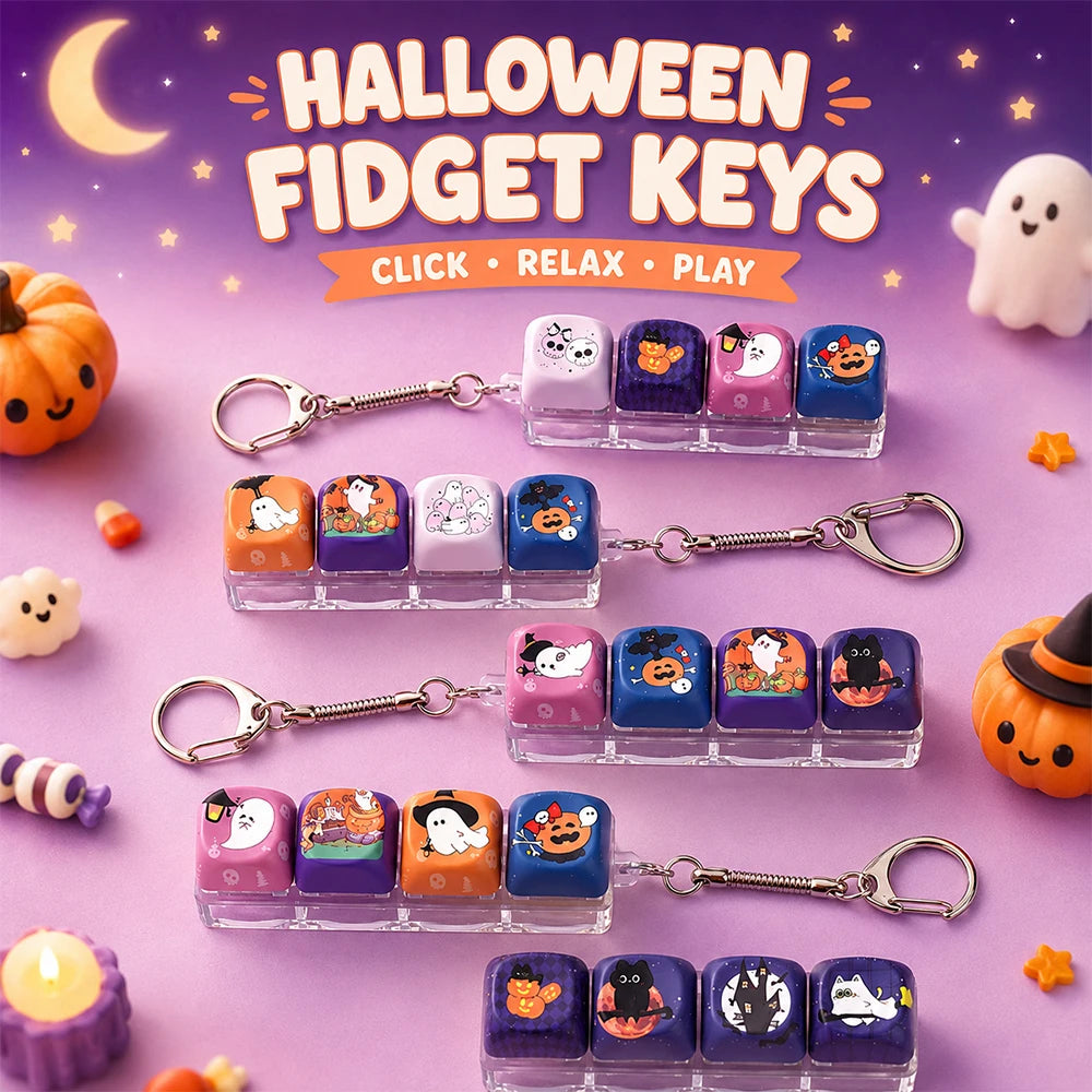 Halloween Ghost Fidget Keychain | Clickable Keycap Bag Charm | Spooky Stress Relief Gift 👻🔑