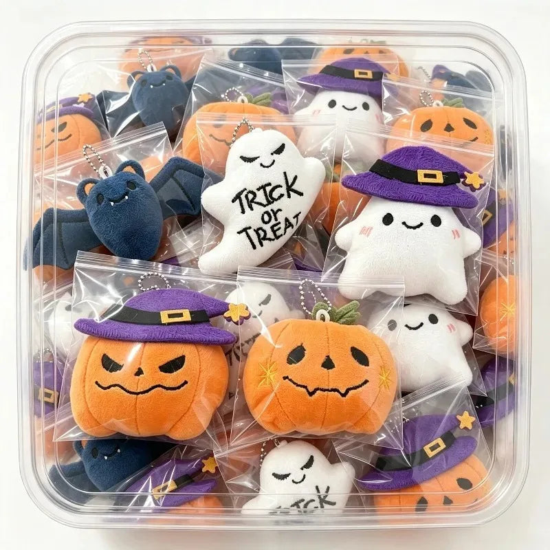 Halloween Plush Keychain – Kawaii Pumpkin, Ghost & Bat Charm