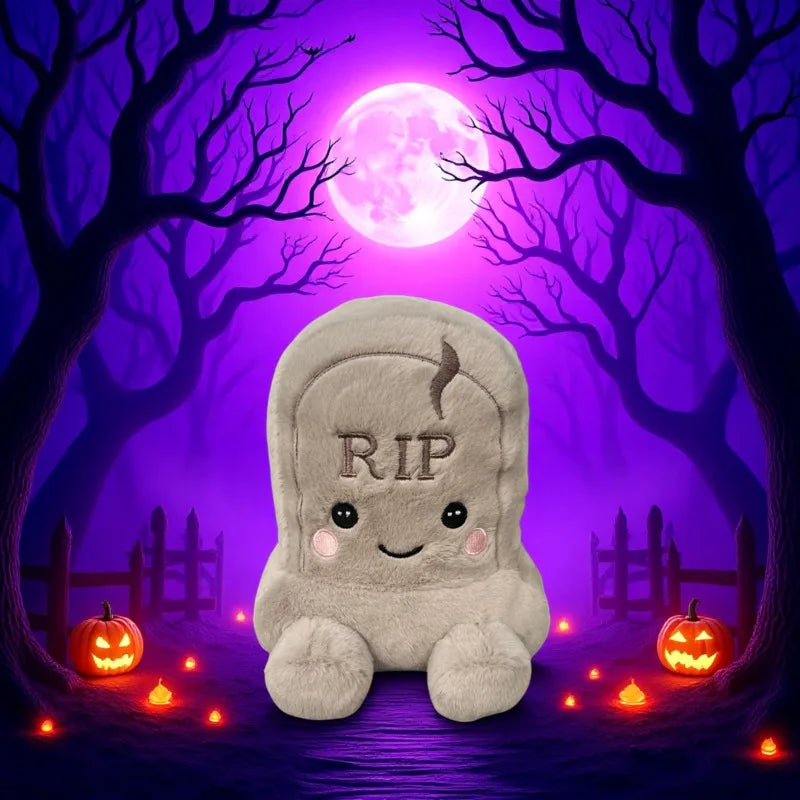 Halloween Tombstone Plushie | Kawaii Grave Stuffed Doll | Spooky Desk Decor & Gift 🧹🎃