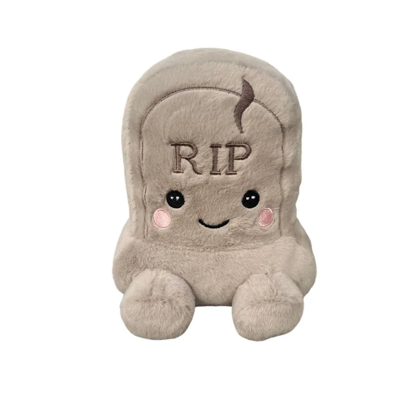 Halloween Tombstone Plushie | Kawaii Grave Stuffed Doll | Spooky Desk Decor & Gift 🧹🎃
