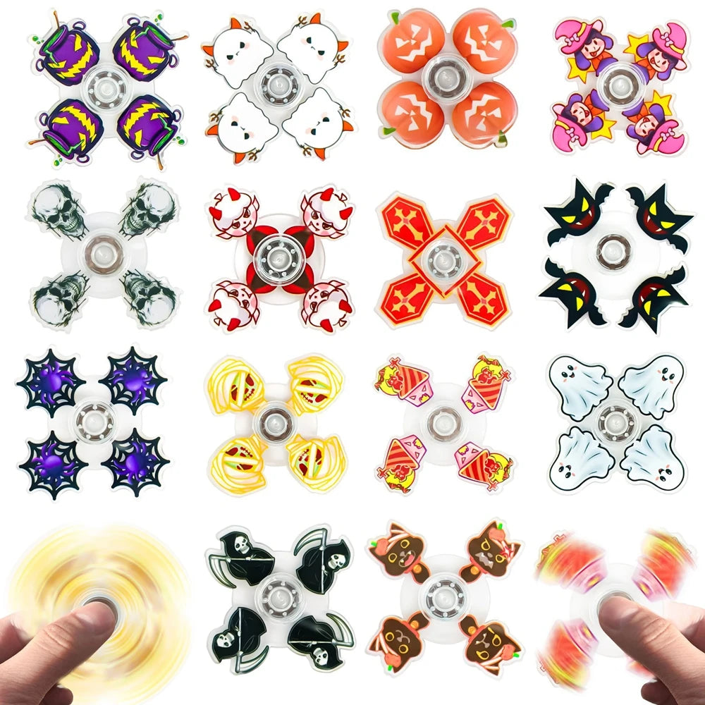 Halloween Fidget Spinner Party Favors – 16pc Ghost, Pumpkin & Spider Set