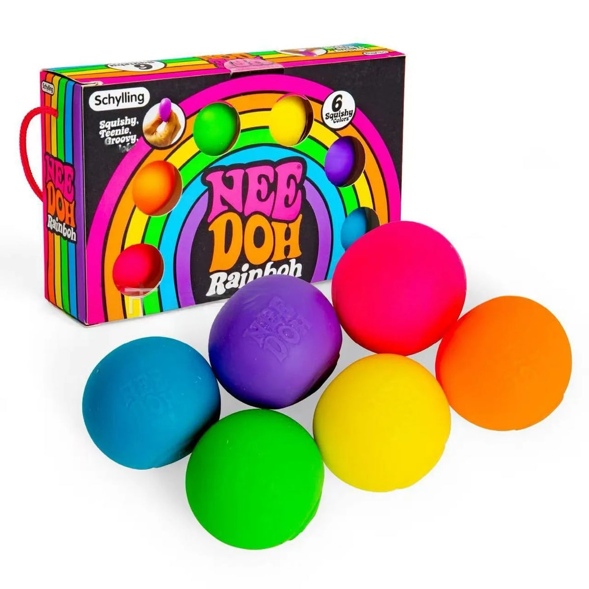 Teenie NeeDoh Rainbow Stress Balls — 6-Pack Squishy Anxiety Relief Set