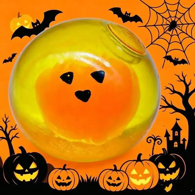Halloween Squishy 4-Pack | Crystal Ball Ghost, Pumpkin & Frankenstein Squeeze Toys | Party Favors 🎃