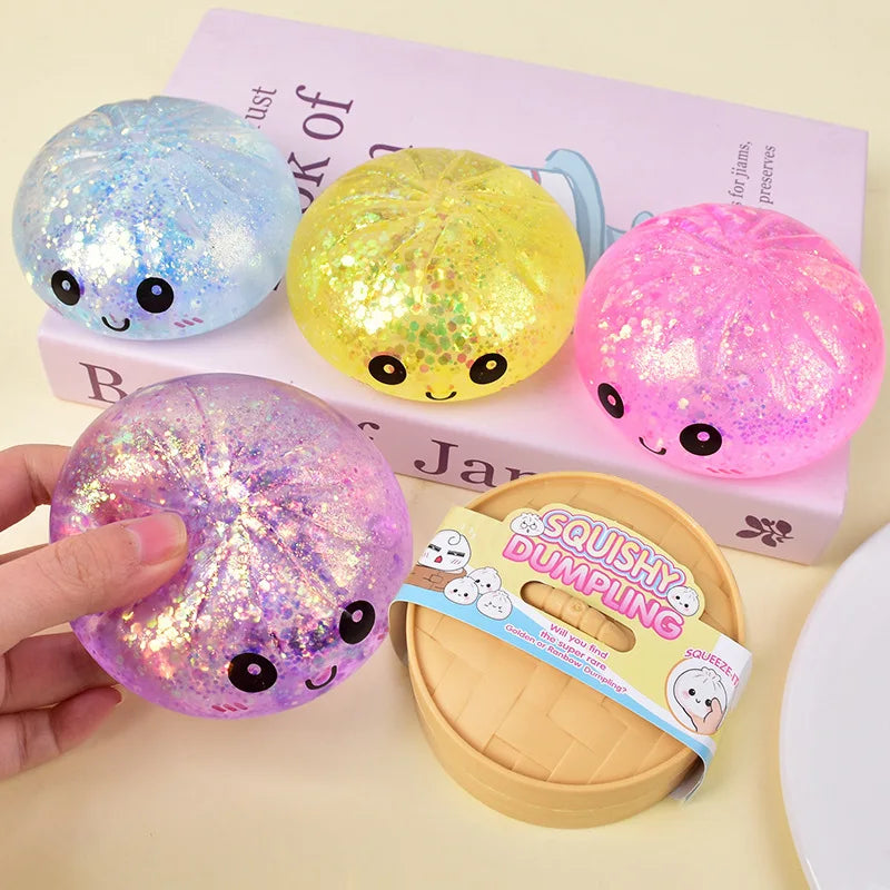 Glitter Dumpling Squishy with Gift Box – Sensory Squeeze Toy for Stress Relief